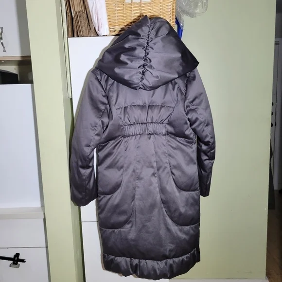 ELIE Tahari down puffer funnel neck coat parka jacket gray XS small - Picture 6 of 16